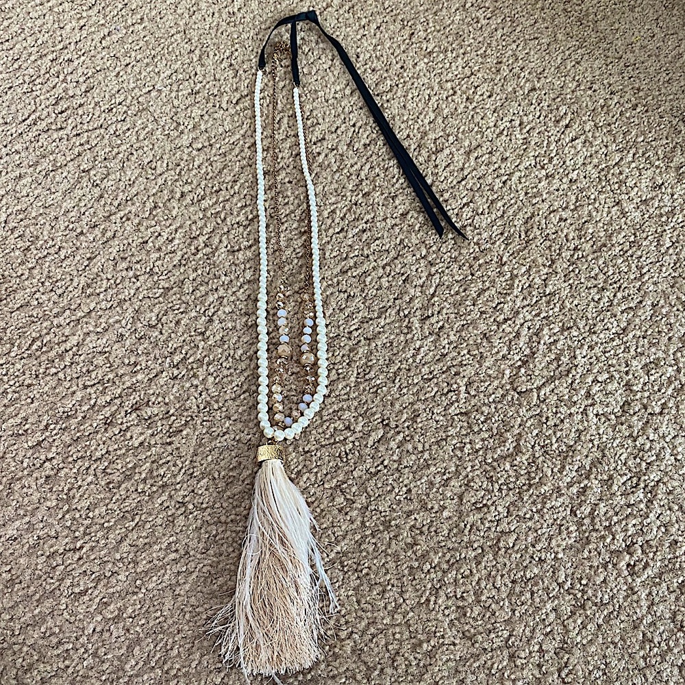 2 NECKLACE BUNDLE - PEARL AND SHINE TASSEL STYLES
